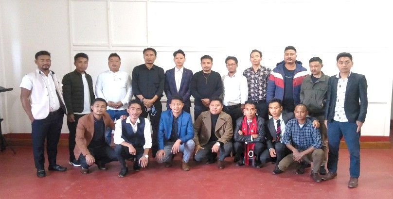 Eastern Nagaland College Students' Union team during the handing and taking programme for the tenure 2020-23 at the conference hall, DUDA Guest House, Kohima on November 3.
